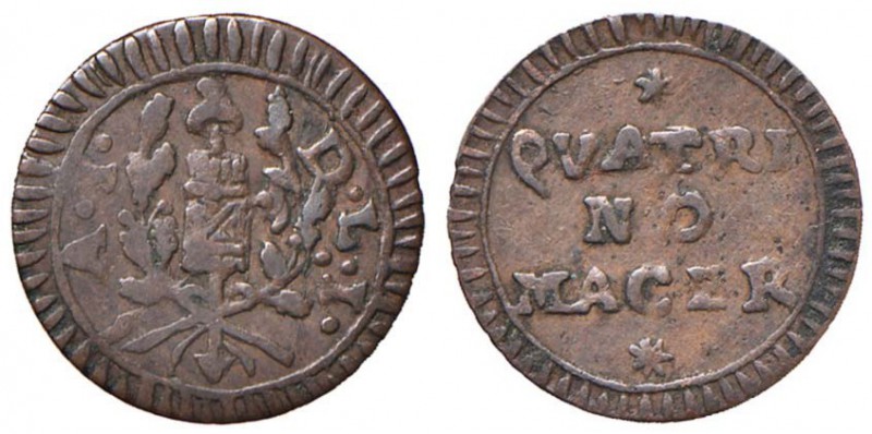Repubblica Romana (1798-1799) Macerata - Quattrino - Bruni 2 CU (g 0,93) RRR

...