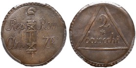 Repubblica Romana (1798-1799) Perugia - 2 Baiocchi A. VII - Bruni 8 (classificato tra le zecche incerte ma con assegnazione probabile a Perugia) CU R ...