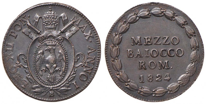 Leone XII (1823-1829) Bologna - 1/2 Baiocco 1824 A. I - Nomisma 96 15 CU (g 5,17...