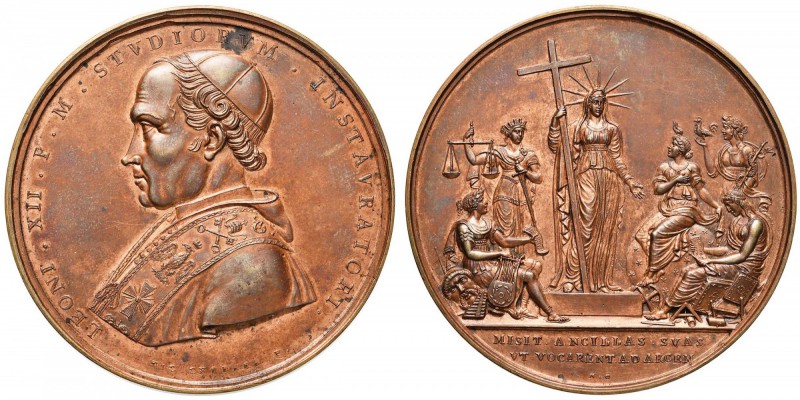 Leone XII (1823-1829) Medaglia Istituzione della Congregazione degli Studi - Opu...