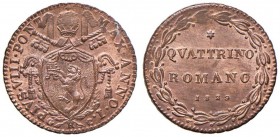 Pio VIII (1829-1830) Quattrino 1829 A. I - Nomisma 116 CU (g 2,43) Conservazione eccezionale in rame rosso

FDC