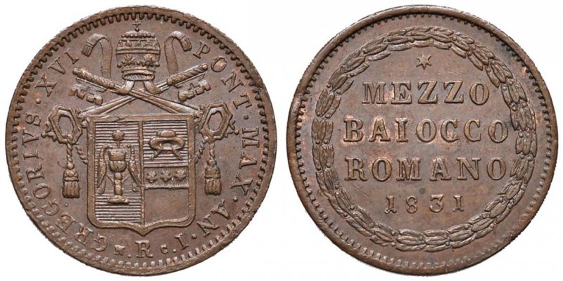 Gregorio XVI (1831-1846) Mezzo baiocco 1831 A. I - Nomisma 303 CU (g 6,67)

FD...