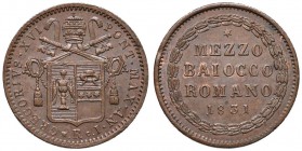 Gregorio XVI (1831-1846) Mezzo baiocco 1831 A. I - Nomisma 303 CU (g 6,67)

FDC