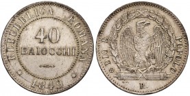 Repubblica romana (1848-1849) 40 Baiocchi 1849 - Nomisma 349 MI (g 19,44) Colpo al bordo

SPL