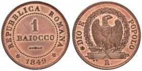 Repubblica romana (1848-1849) Baiocco 1849 - Nomisma 358 CU (g 10,38) Conservazione eccezionale in rame rosso con i fondi brillanti

FDC
