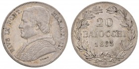 Pio IX (1846-1878) 20 Baiocchi 1863 A. XVIII - Nomisma 464 AG (g 5,70)

qFDC