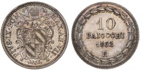 Pio IX (1846-1878) 10 Baiocchi 1852 A. VII - Nomisma 480 AG (g 2,69)

qFDC