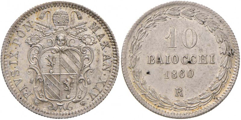 Pio IX (1846-1878) 10 Baiocchi 1860 A. XIV - Nomisma 489 AG (g 2,86)

FDC