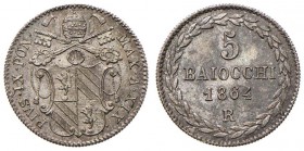 Pio IX (1846-1878) 5 Baiocchi 1864 A. XIX - Nomisma 522 AG (g 1,42)

FDC
