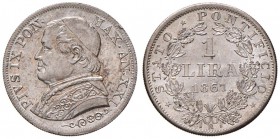 Pio IX (1846-1878) Lira 1867 A. XXI - Nomisma 656 AG (g 5,00) 

 FDC