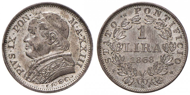 Pio IX (1846-1878) Lira 1868 A. XXIII - Nomisma 659 AG (g 5,00) 

FDC
