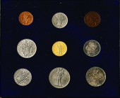 Pio XI (1922-1938) Divisionale 1936 - Nomisma 709 AU, AG, NI, CU R Lotto di nove monete in astuccio anonimo 

qFDC-FDC