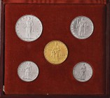Pio XII (1939-1958) Divisionale 1952 - Nomisma 748 AU, IT RR Lotto di cinque monete in astuccio con le sole chiavi pontificie

FDC