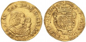 SAVOIA Carlo Emanuele II (reggenza della madre, 1638-1648) Quadrupla 1641 - MIR 739a (variante con la croce sul petto) AU (g 12,87) RRR Qualità notevo...