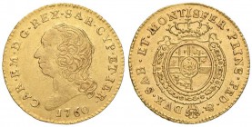 Carlo Emanuele III (1730-1773) Mezza doppia 1760 - Nomisma 134 (indicata R/4); MIR 944f AU (g 4,80) RRRR

BB/SPL