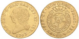 Carlo Emanuele III (1730-1773) Mezza doppia 1763 - Nomisma 137 (indicata R/4); MIR 944i AU (g 4,79) RRRR Graffietti al D/ ed una minima tosatura 

B...