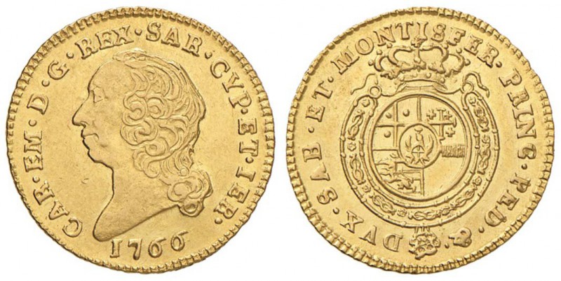 Carlo Emanuele III (1730-1773) Mezza doppia 1766 - Nomisma 140 (indicata R/4); M...