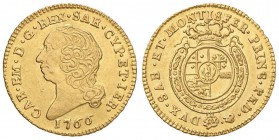 Carlo Emanuele III (1730-1773) Mezza doppia 1766 - Nomisma 140 (indicata R/4); MIR 944j AU (g 4,80) RRRR Ex Nomisma 39, lotto 2734 (realizzo di 5.200 ...