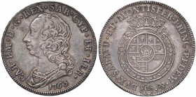 Carlo Emanuele III (1730-1773) Scudo 1765 - Nomisma 157; MIR 946h AG (g 35,16) Bellissimo esemplare con una superba patina di vecchia raccolta

SPL/...
