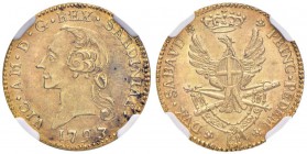 Vittorio Amedeo III (1773-1796) Mezza doppia 1793 - Nomisma 315; MIR 984h AU RRR In slab NGC MS62. Introvabile con questa conservazione

FDC