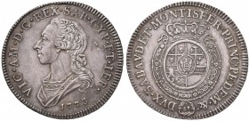 Vittorio Amedeo III (1773-1796) Mezzo scudo 1773 - Nomisma 326; MIR 988a AG (g 17,59) RR Modesti graffietti di conio e piccola screpolatura nel campo ...