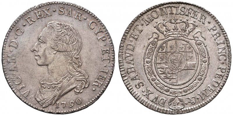 Vittorio Amedeo III (1773-1796) Mezzo scudo 1790 - Nomisma 342 AG (g 17,60) RRR ...