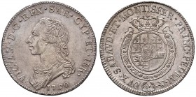 Vittorio Amedeo III (1773-1796) Mezzo scudo 1790 - Nomisma 342 AG (g 17,60) RRR Graffi di conio

SPL/SPL+