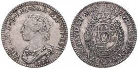 Vittorio Amedeo III (1773-1796) Quarto di scudo 1788 - Nomisma 357 (indicato R/4); MIR 989l AG (g 8,82) RRRR Inizio di patina iridescente al R/ e bell...