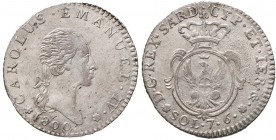 Carlo Emanuele IV (1796-1802) 7,6 Soldi 1800 - Nomisma 487 MI (g 4,52) Minima ribattitura al D/ ma bell’esemplare

SPL+