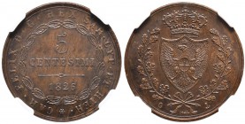 Carlo Felice (1821-1831) 5 Centesimi 1826 G (P) - Nomisma 614 CU In slab NGC MS64BN 

FDC