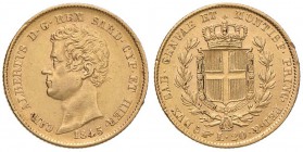 Carlo Alberto (1831-1849) 20 Lire 1845 T - Nomisma 659 AU Colpetti al ciglio del R/

SPL