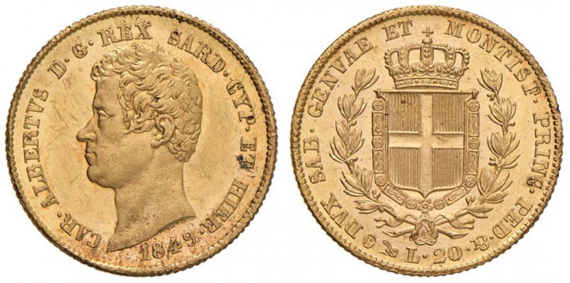 Carlo Alberto (1831-1849) 20 Lire 1849 G - Nomisma 665 AU Minimi graffietti al D...