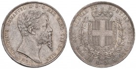 Vittorio Emanuele II (1849-1861) 5 Lire 1850 G - Nomisma 771 AG R Modesto difetto di conio al ciglio del D/ e del R/, minimi graffietti ma splendido e...