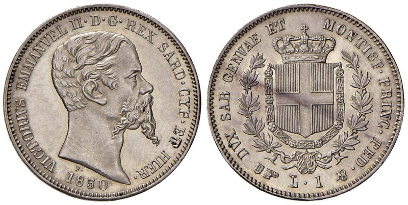 Vittorio Emanuele II (1849-1861) Lira 1850 T - Nomisma 802 AG R Piccole imperfez...