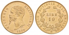 Vittorio Emanuele II re eletto (1859-1861) 10 Lire 1860 B - Nomisma 822 AU RR Tiratura di soli 1.145 esemplari. Insignificanti graffietti ma esemplare...