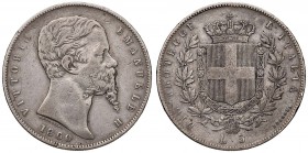 Vittorio Emanuele II re eletto (1859-1861) 5 Lire 1860 B - Nomisma 824 AG RR Colpetti al bordo

MB/qBB