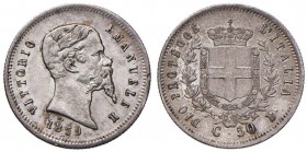 Vittorio Emanuele II re eletto (1859-1861) 50 Centesimi 1859 B - Nomisma 834 AG R Piccola screpolatura al ciglio del D/

qSPL/SPL