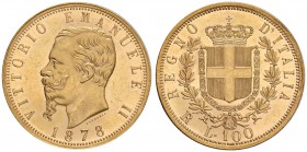 Vittorio Emanuele II (1861-1878) 100 Lire 1878 R - Nomisma 845 AU RRR Tiratura di soli 294 esemplari. Dall’asta Nomisma 34, lotto 1874. Conservazione ...