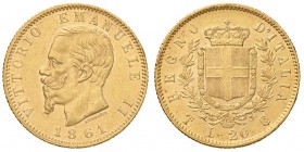 Vittorio Emanuele II (1861-1878) 20 Lire 1861 T - Nomisma 847 AU R Minimi graffietti di conio sul collo al D/

SPL+/qFDC