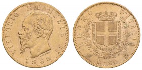 Vittorio Emanuele II (1861-1878) 20 Lire 1866 T - Nomisma 853 AU R Una leggera schiacciatura al ciglio del D/

qSPL/SPL