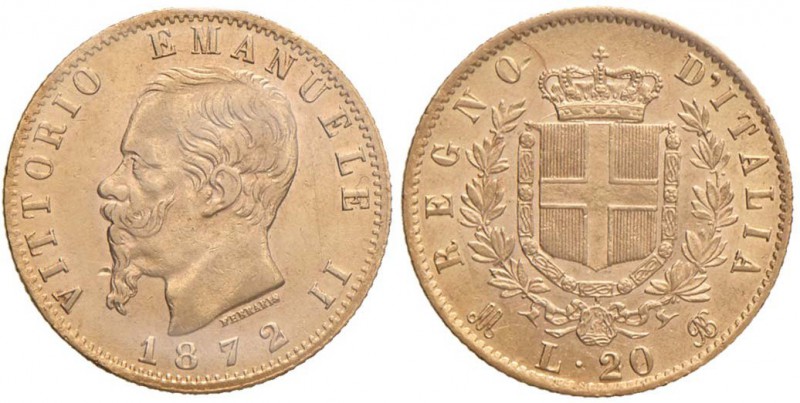 Vittorio Emanuele II (1861-1878) 20 Lire 1872 M - Nomisma 860 AU RR Graffio nel ...