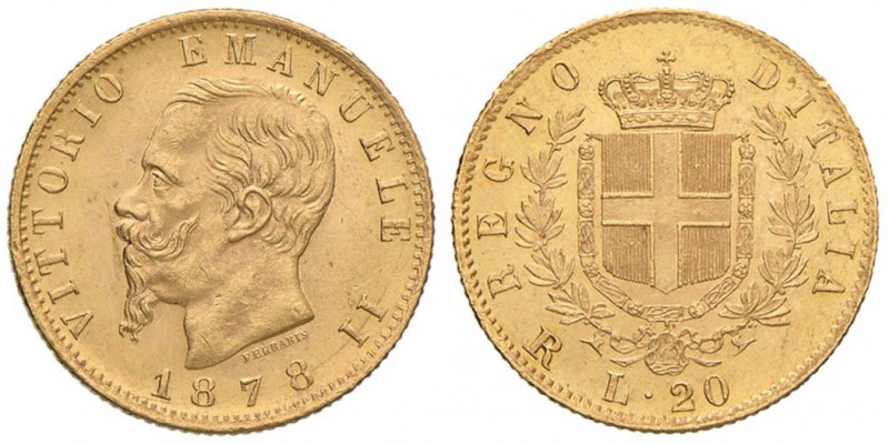 Vittorio Emanuele II (1861-1878) 20 Lire 1878 - Nomisma 868 AU Minimi colpetti a...