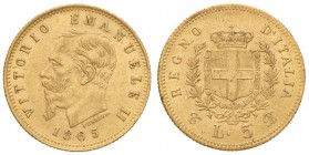 Vittorio Emanuele II (1861-1878) 5 Lire 1865 T - Nomisma 876 AU RR

SPL+