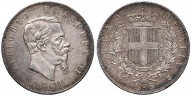 Vittorio Emanuele II (1861-1878) 5 Lire 1861 T - Nomisma 878 AG RR Mancanza al bordo

SPL