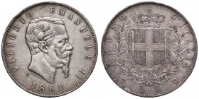 Vittorio Emanuele II (1861-1878) 5 Lire 1861 T - Nomisma 878 AG RR Colpetti al bordo 

BB+/qSPL