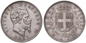 Vittorio Emanuele II (1861-1878) 5 Lire 1862 T - Nomisma 880 AG RR Colpetti al bordo 

BB+/qSPL