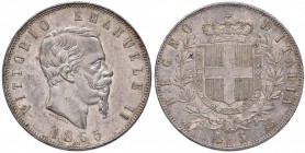 Vittorio Emanuele II (1861-1878) 5 Lire 1865 N - Nomisma 882 AG R Minimi colpetti al bordo ma esemplare di conservazione eccezionale per questo milles...