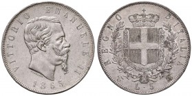 Vittorio Emanuele II (1861-1878) 5 Lire 1865 T - Nomisma 883 AG R Colpetto al bordo 

qSPL/SPL