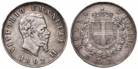 Vittorio Emanuele II (1861-1878) 2 Lire 1862 N - Nomisma 904 AG RR Colpi al bordo 

BB/BB+