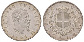 Vittorio Emanuele II (1861-1878) 2 Lire 1863 N stemma - Nomisma 905 AG

FDC